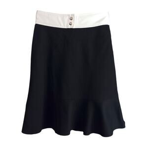 M MISSONI Flared Whimsigoth Skirt 6 Aline Fairy Cream Satin Waistband Black Knit